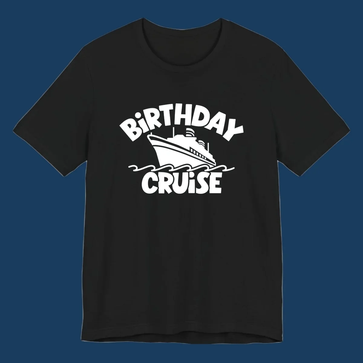 Birthday cruise ship illustration with text 'BIRTHDAY CRUISE'
