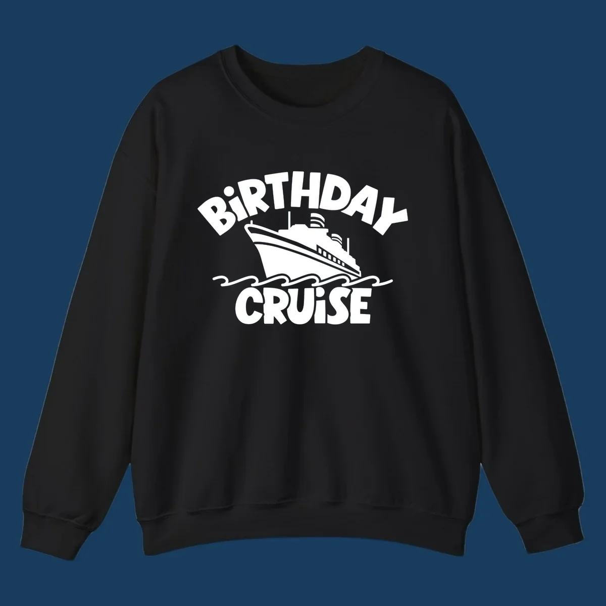 Birthday cruise ship illustration with text 'BIRTHDAY CRUISE'