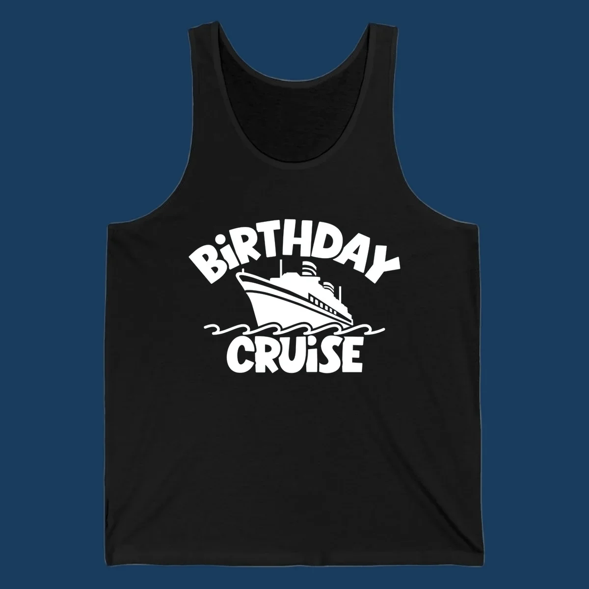 Birthday cruise ship illustration with text 'BIRTHDAY CRUISE'