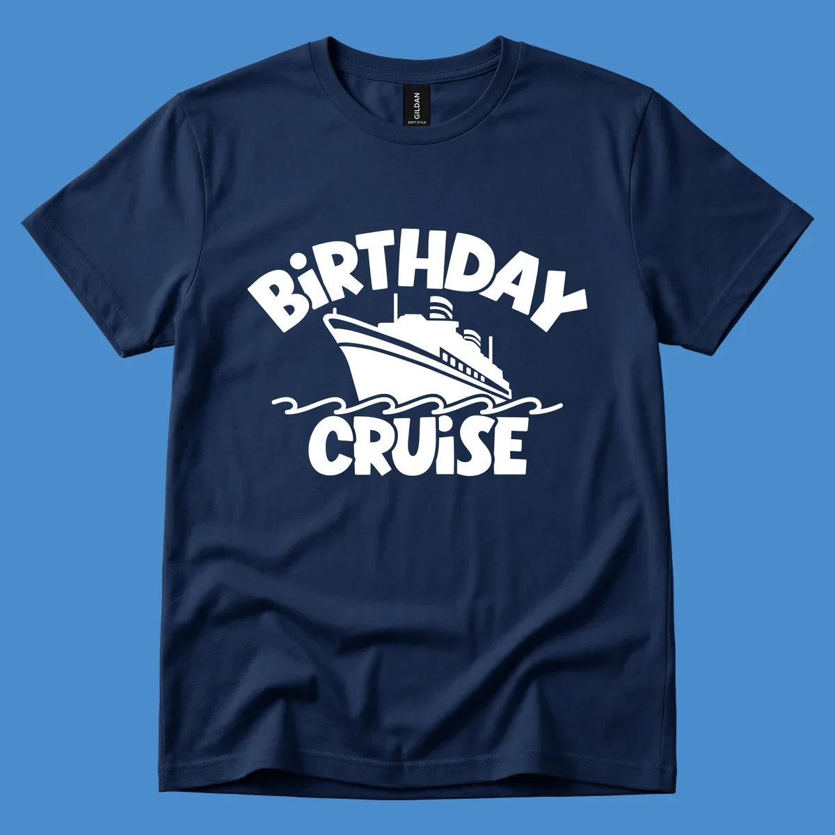 Birthday cruise ship illustration with text 'BIRTHDAY CRUISE'