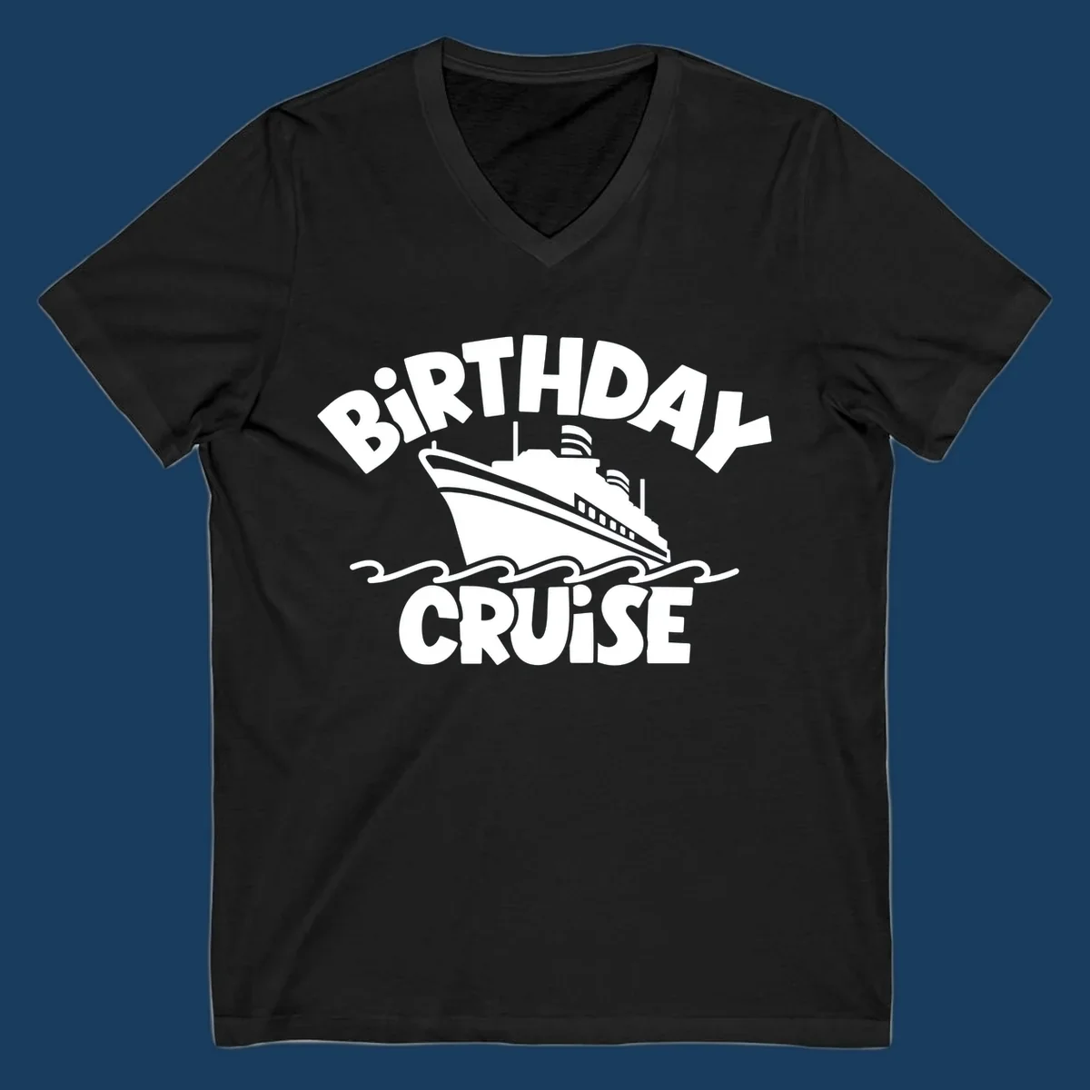 Birthday cruise ship illustration with text 'BIRTHDAY CRUISE'