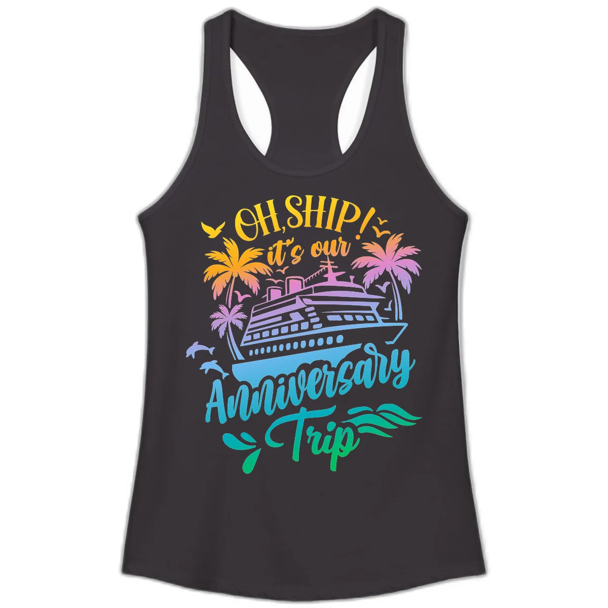 Oh Ship It's Our Anniversary Trip Ladies Tank in Black