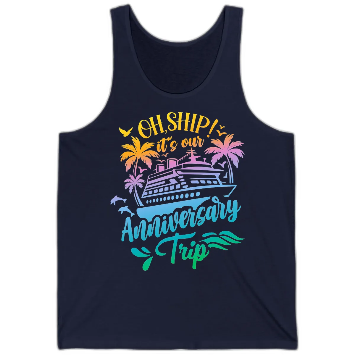 Oh Ship It's Our Anniversary Trip Tank in Navy