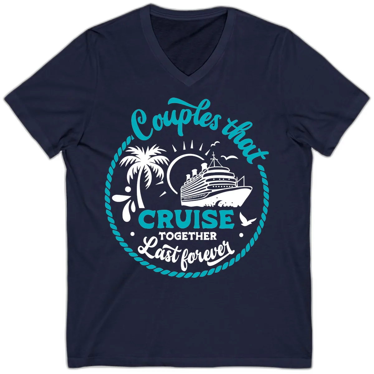 Couples That Cruise Together Last Forever V-Neck in Navy