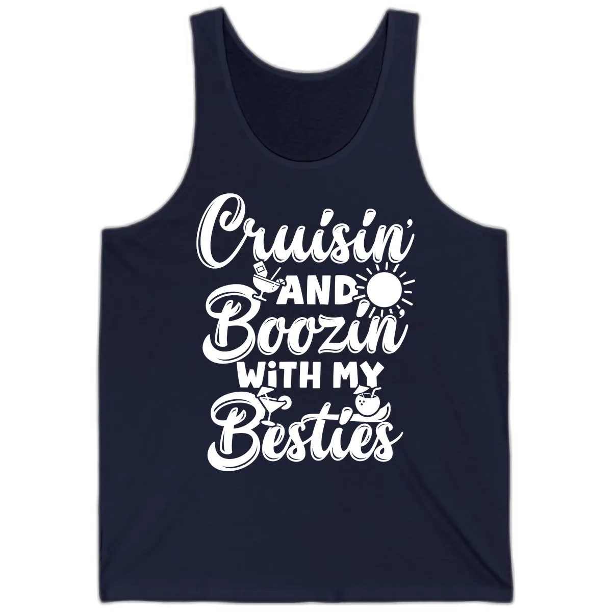 Cruisin And Boozin With My Besties Tank in Navy