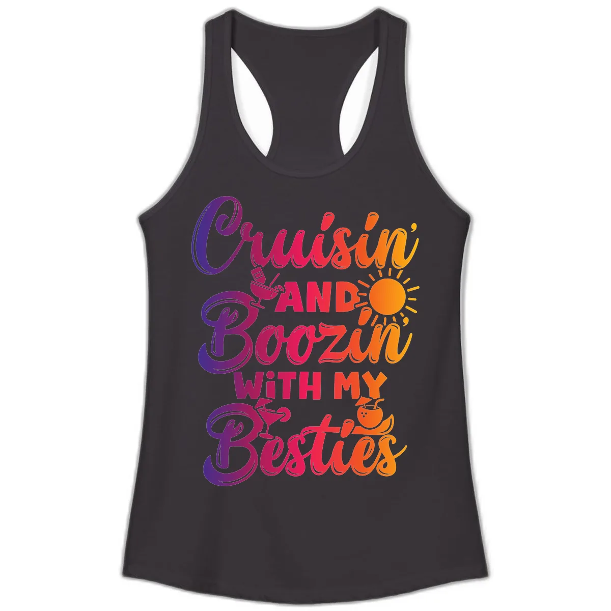 Cruisin And Boozin With My Besties Ladies Tank in Black