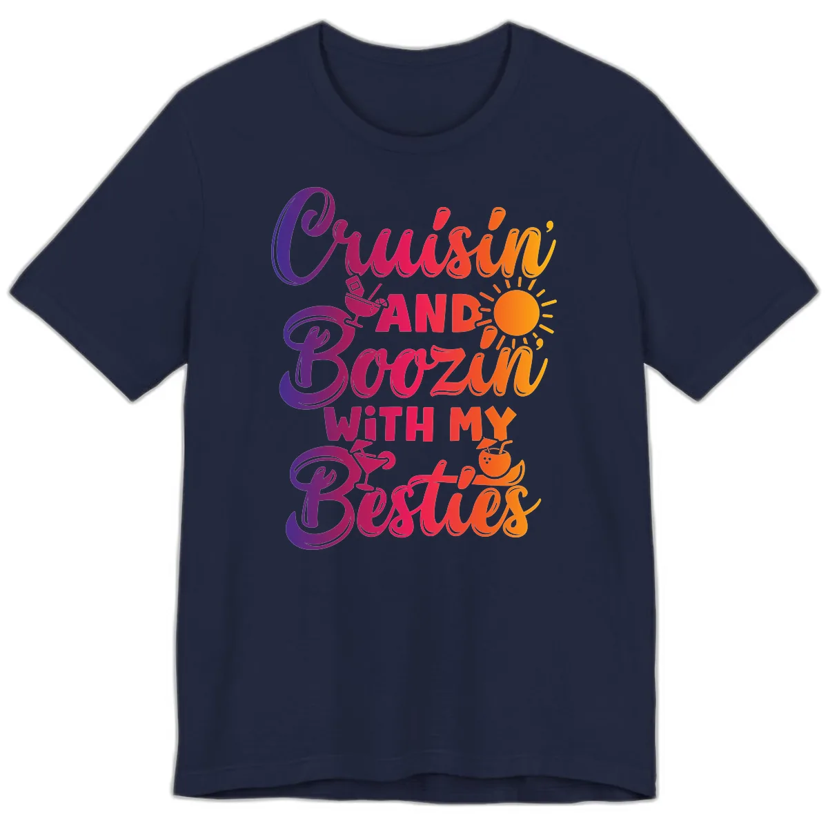 Cruisin And Boozin With My Besties Premium T-Shirt in Navy