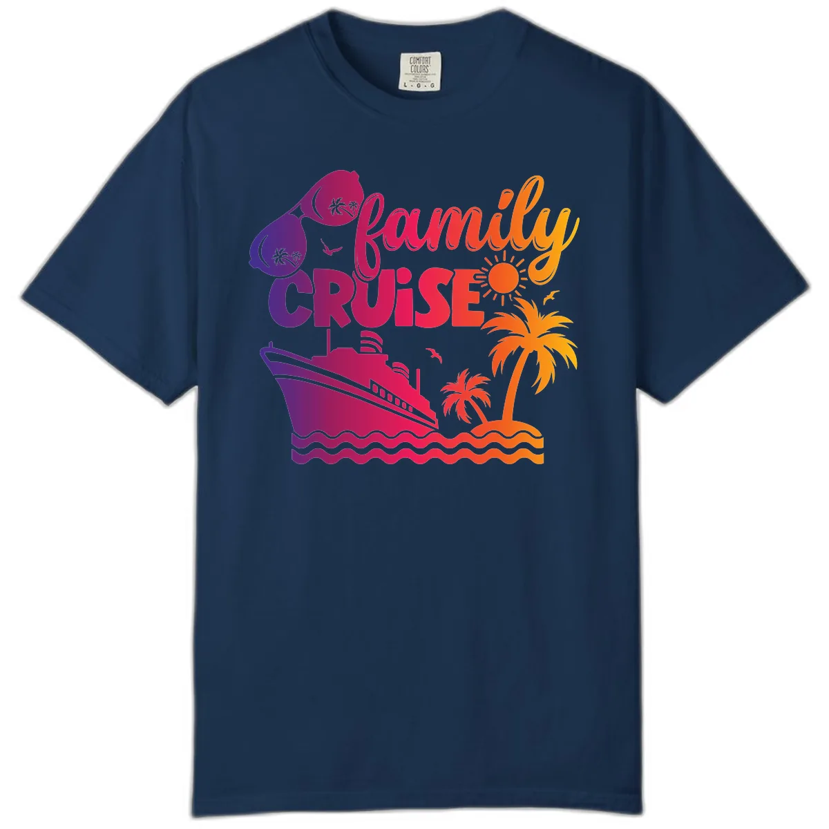 Family Cruise Tropical Getaway Comfort Color in Navy