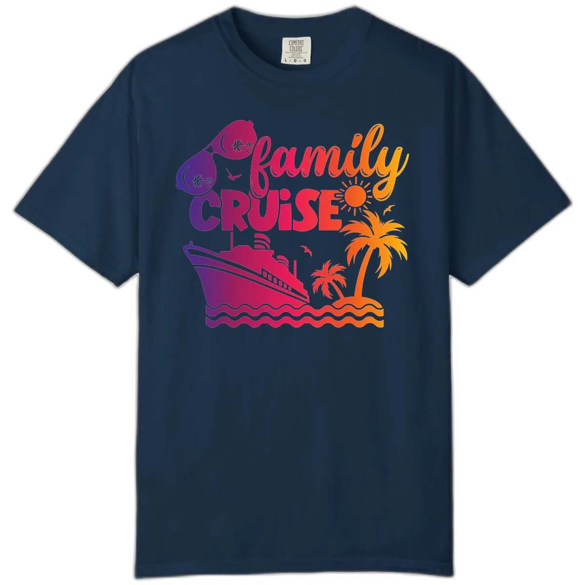 Family Cruise Tropical Getaway Comfort Color in True Navy