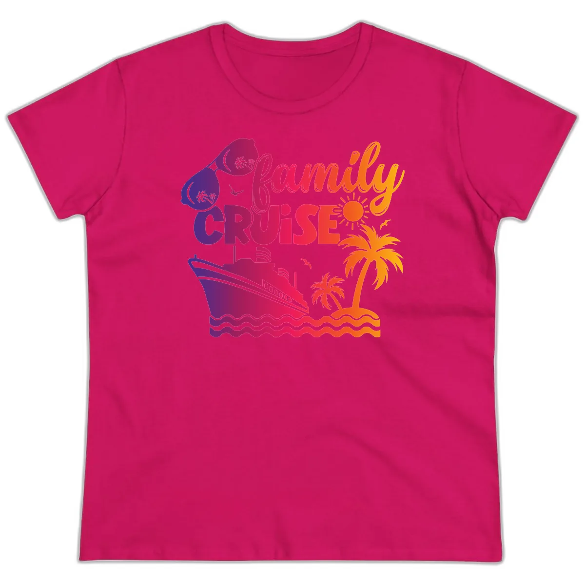Family Cruise Tropical Getaway Ladies Tee in Heliconia