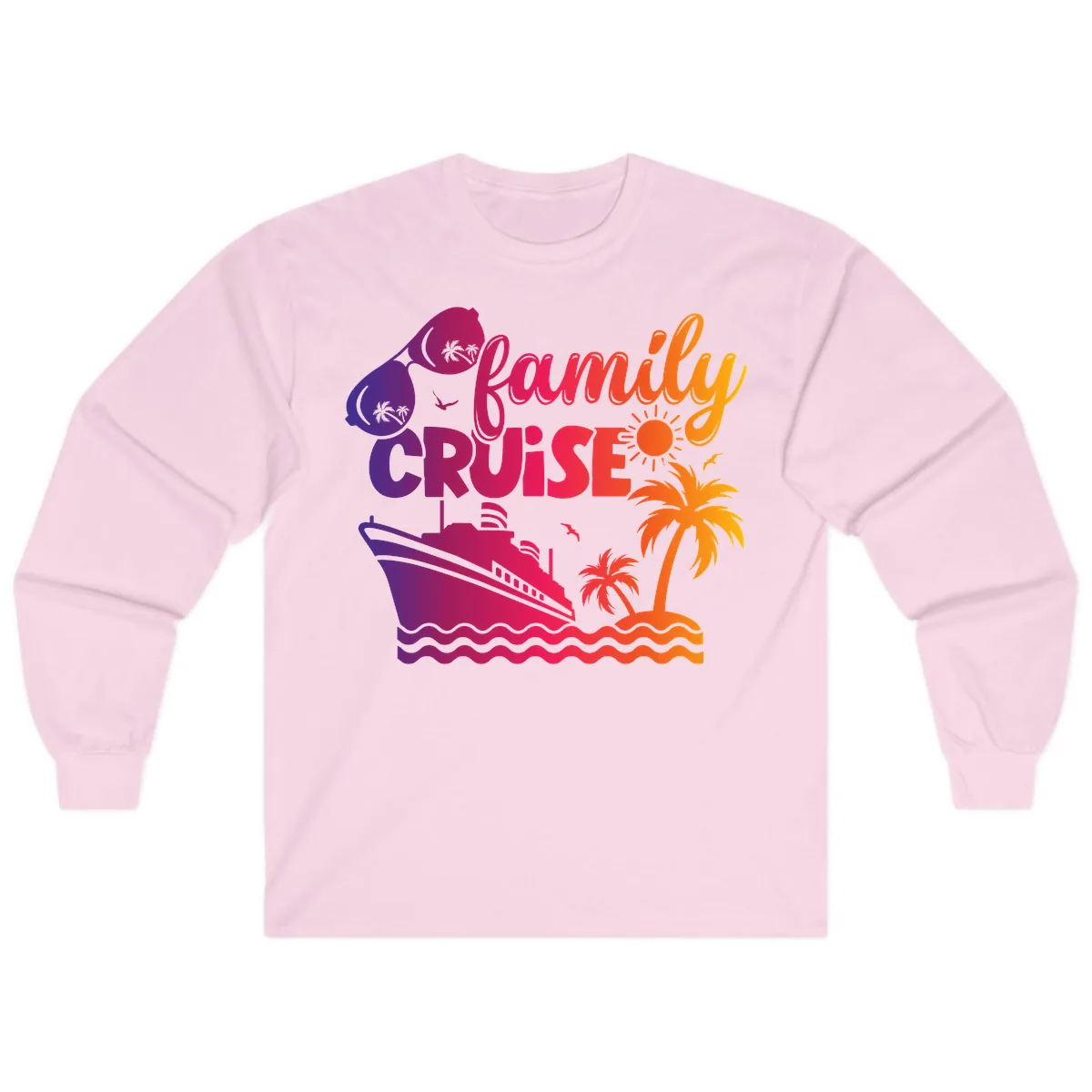 Family Cruise Tropical Getaway Long Sleeve in Light Pink