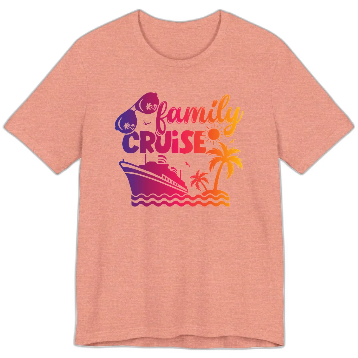 Family Cruise Tropical Getaway Premium T-Shirt in Heather Sunset