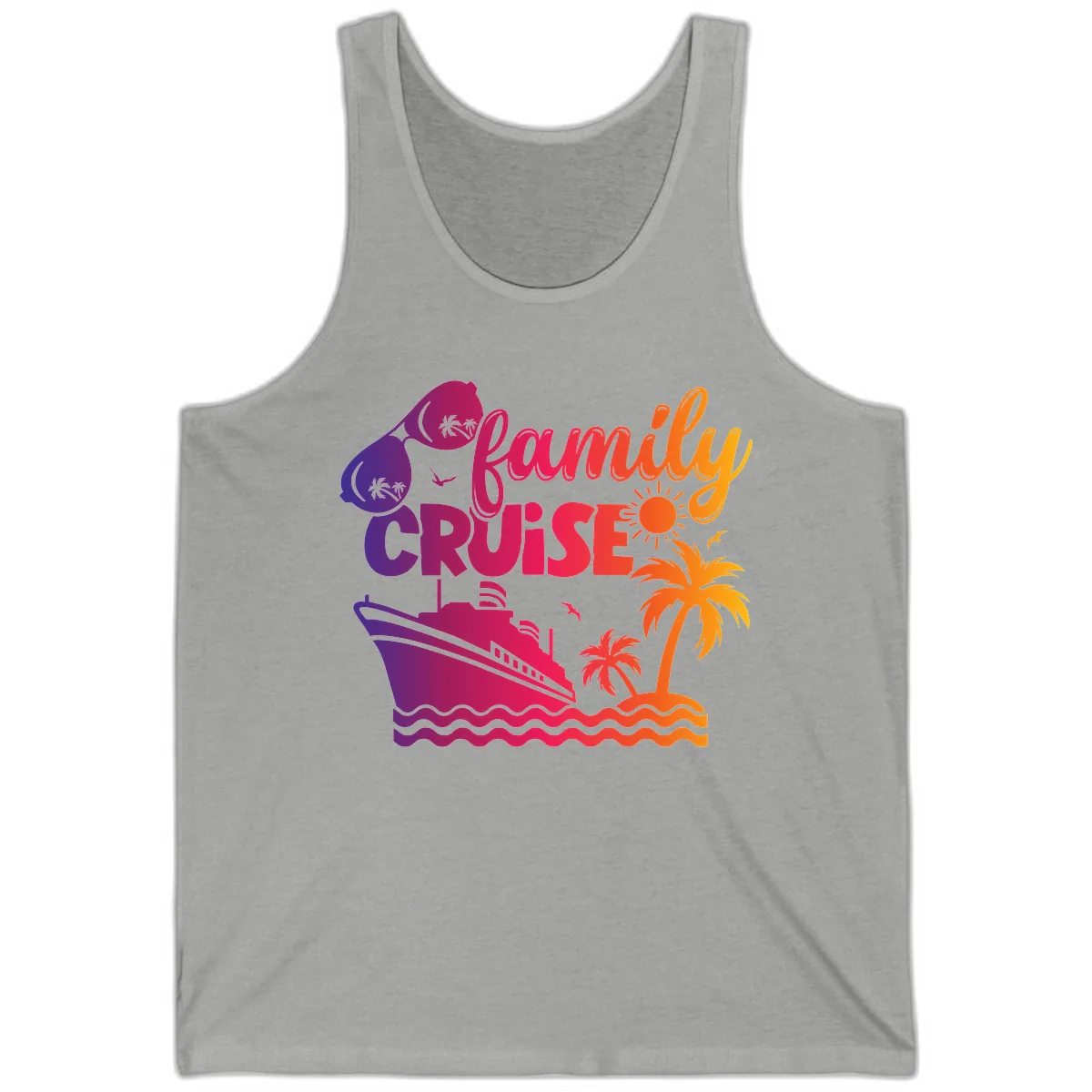 Family Cruise Tropical Getaway Tank in Athletic Heather