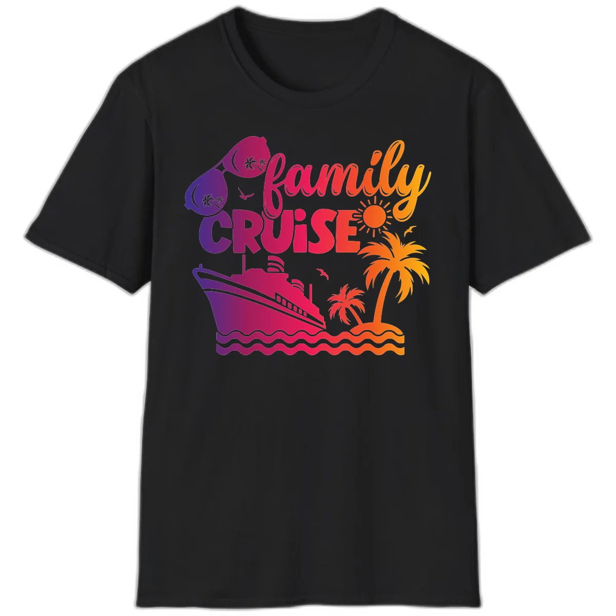 Family Cruise Tropical Getaway T-Shirt in Black