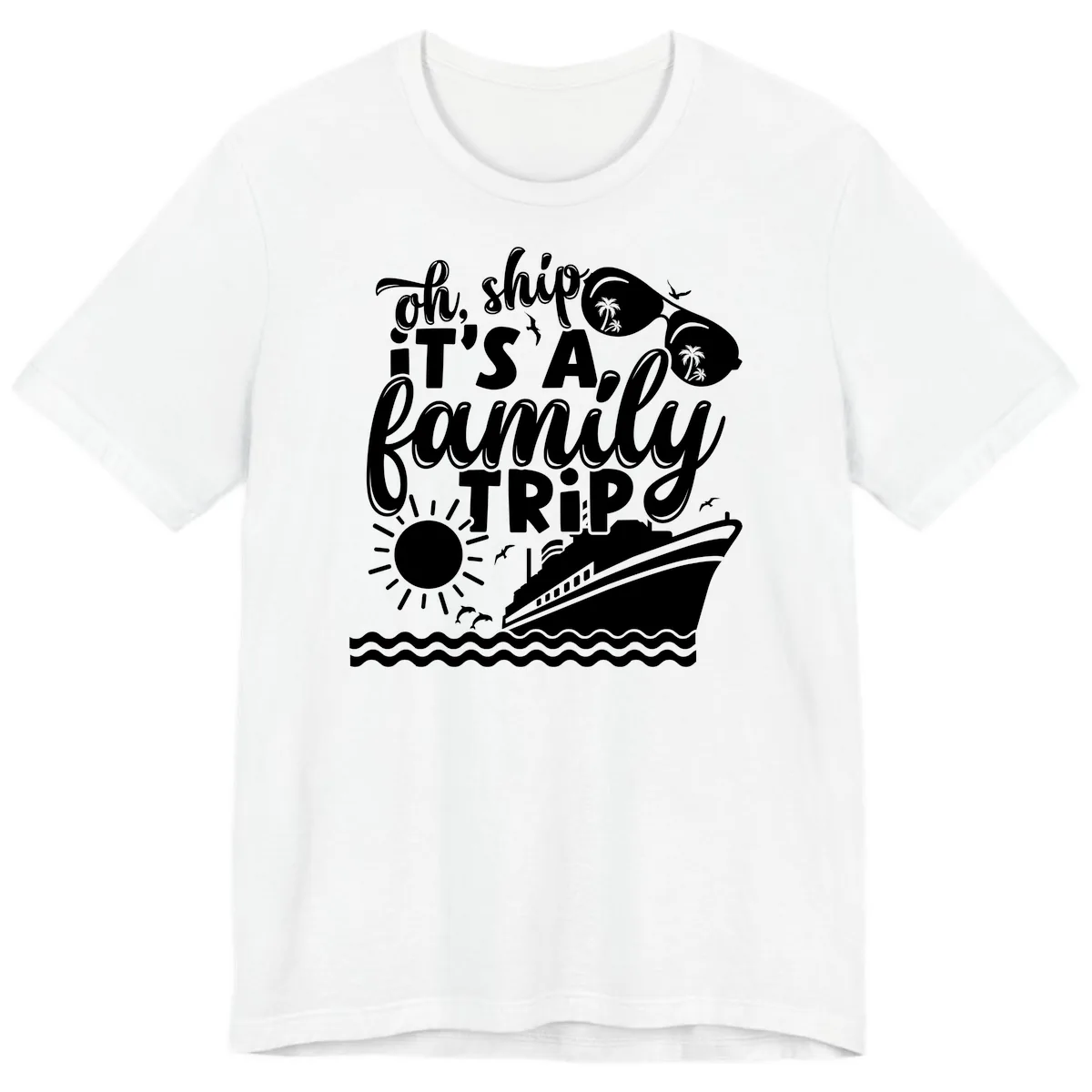 Oh Ship It's A Family Trip Design Premium T-Shirt in White