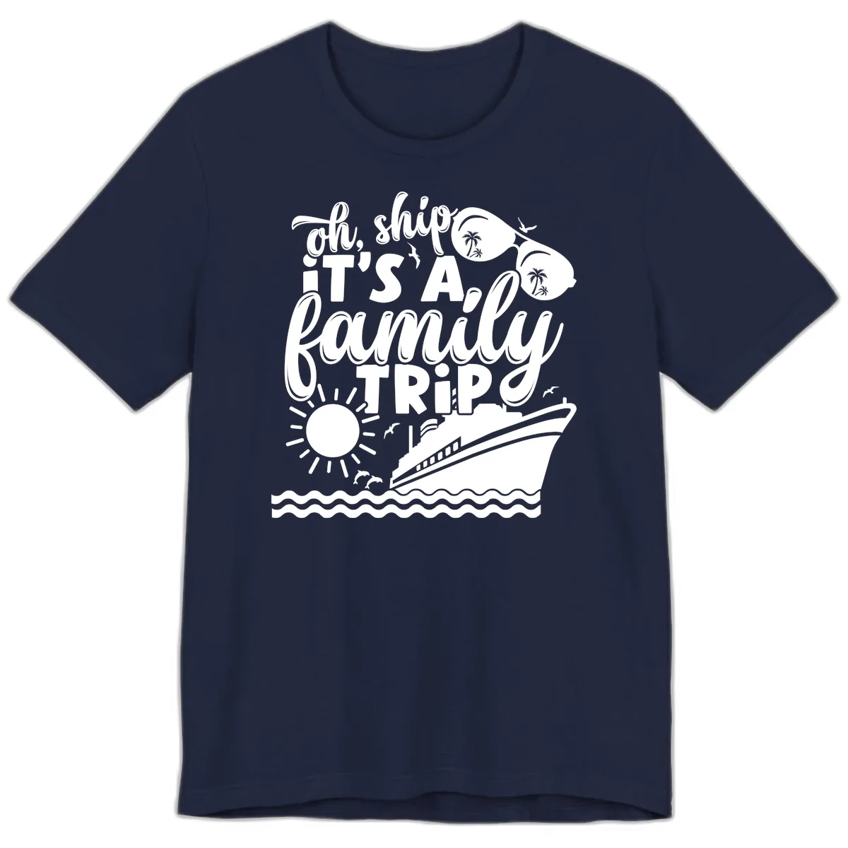 Oh Ship It's A Family Trip Design Premium T-Shirt in Navy
