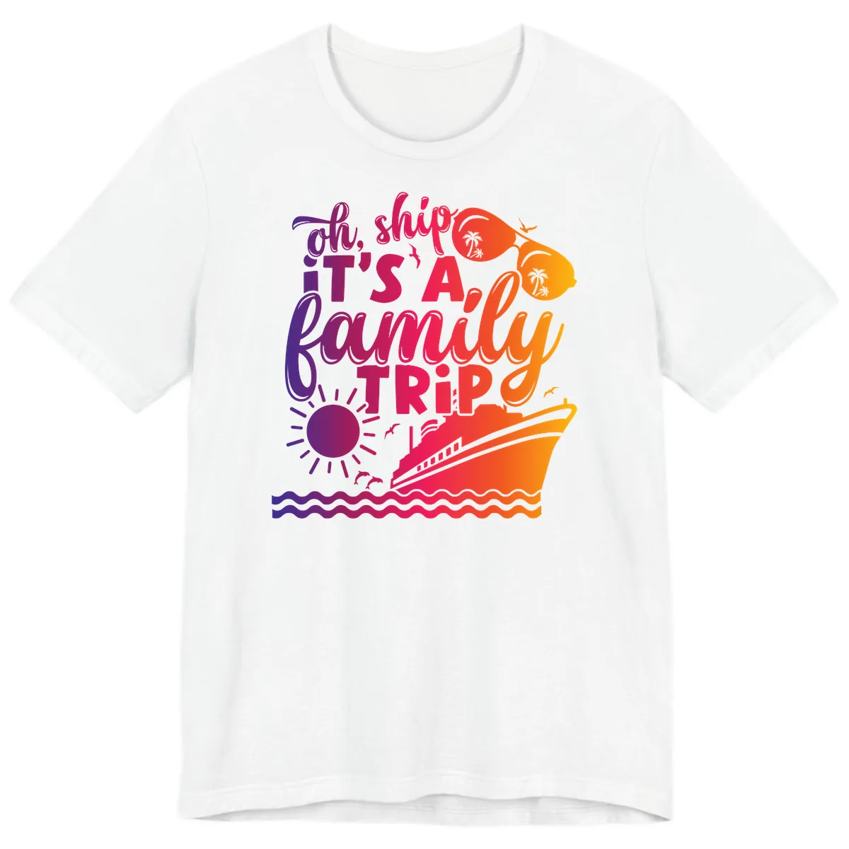 Oh Ship It's A Family Trip Design Premium T-Shirt in White