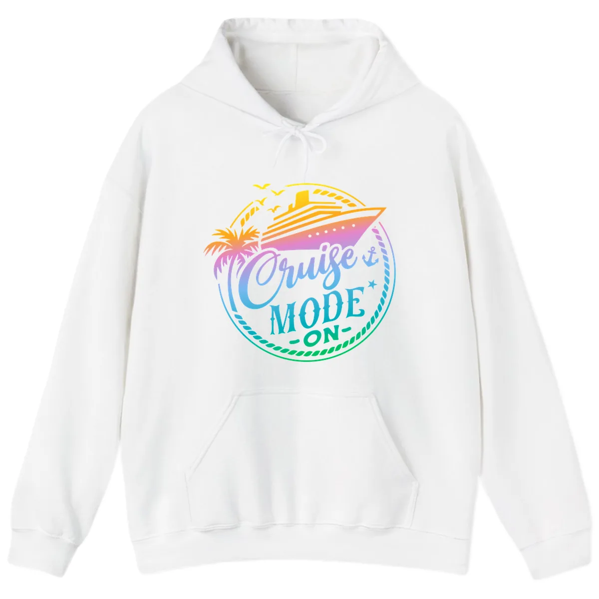 Cruise Mode On Tropical Graphic Hoodie in White