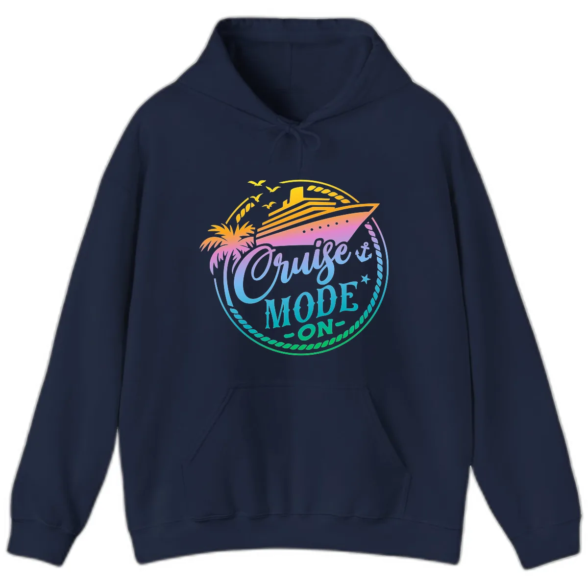 Cruise Mode On Tropical Graphic Hoodie in Navy