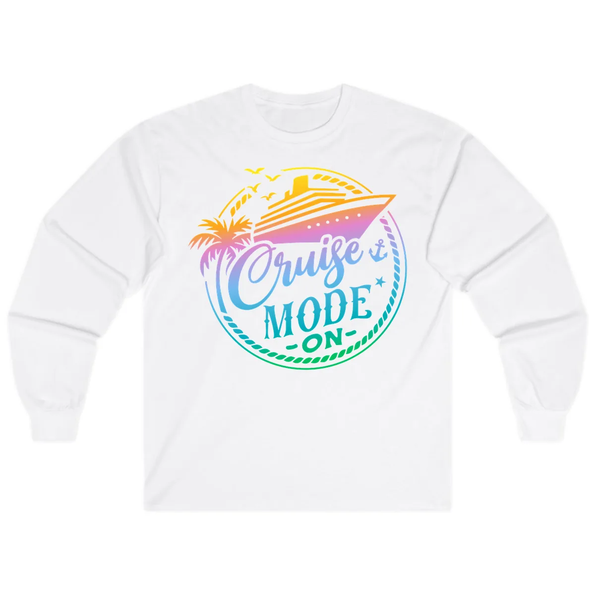 Cruise Mode On Tropical Graphic Long Sleeve in White
