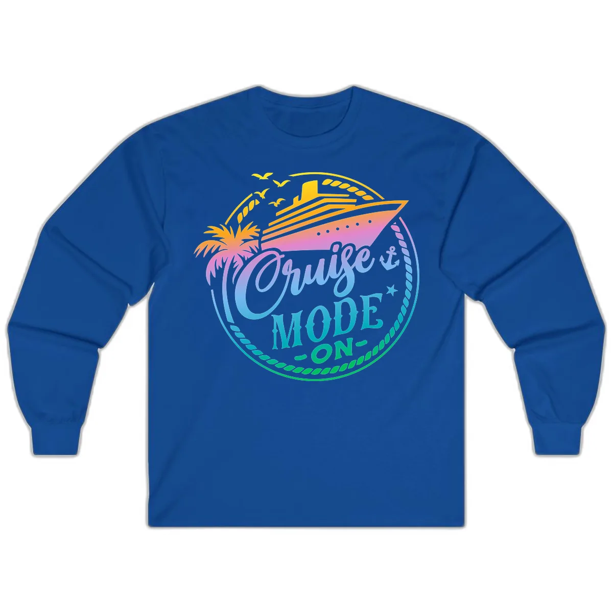 Cruise Mode On Tropical Graphic Long Sleeve in Royal