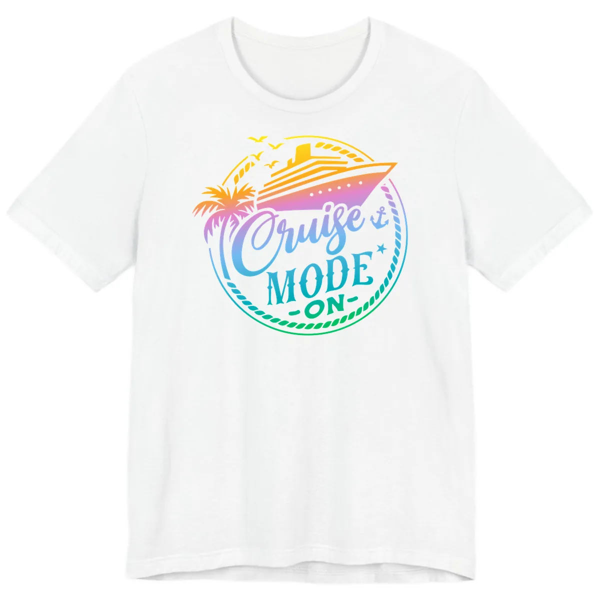 Cruise Mode On Tropical Graphic Premium T-Shirt in White