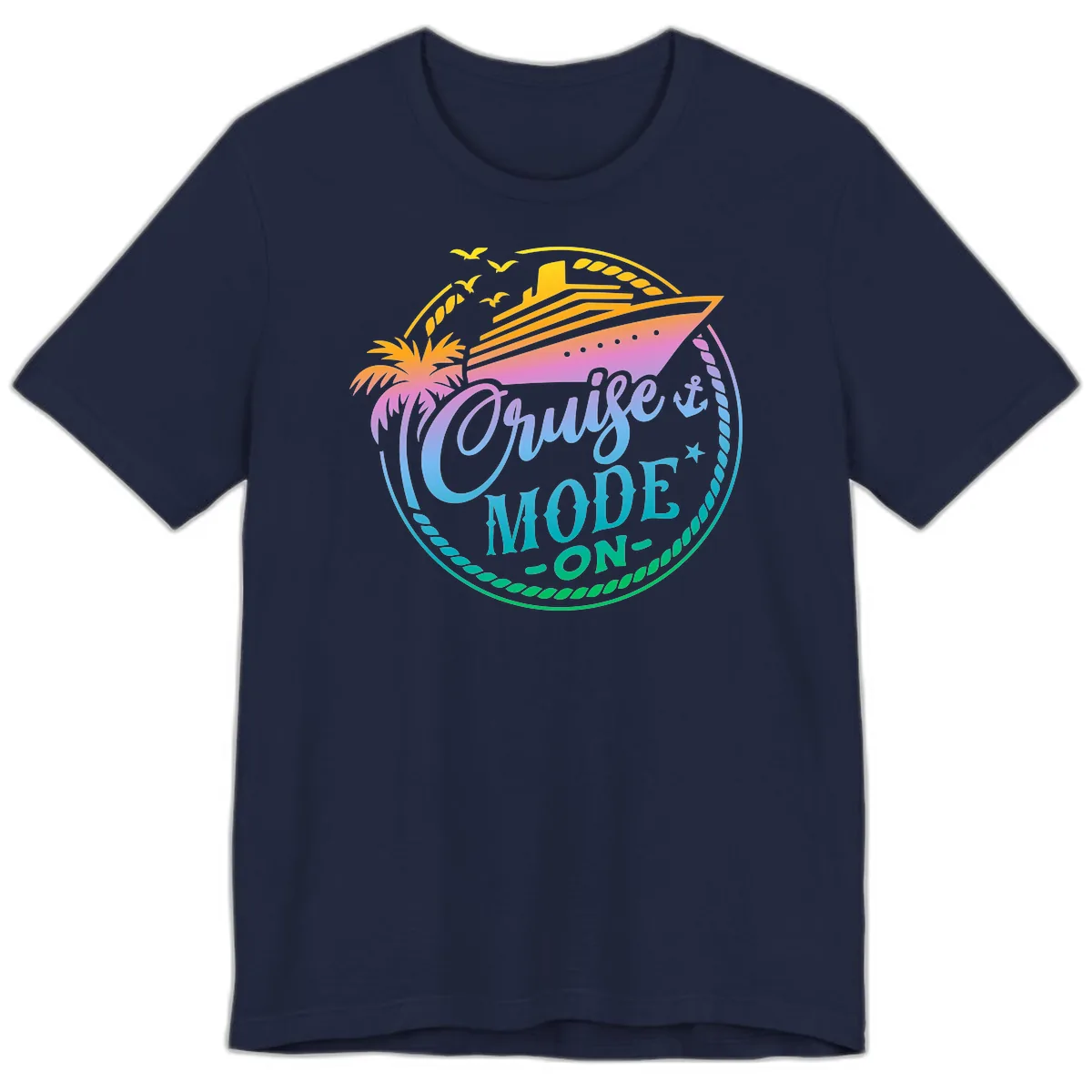 Cruise Mode On Tropical Graphic Premium T-Shirt in Navy
