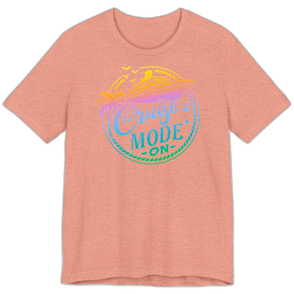 Cruise Mode On Tropical Graphic Premium T-Shirt in Heather Sunset