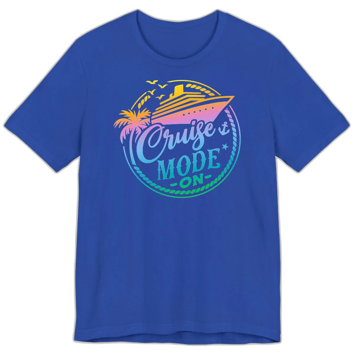 Cruise Mode On Tropical Graphic Premium T-Shirt in True Royal