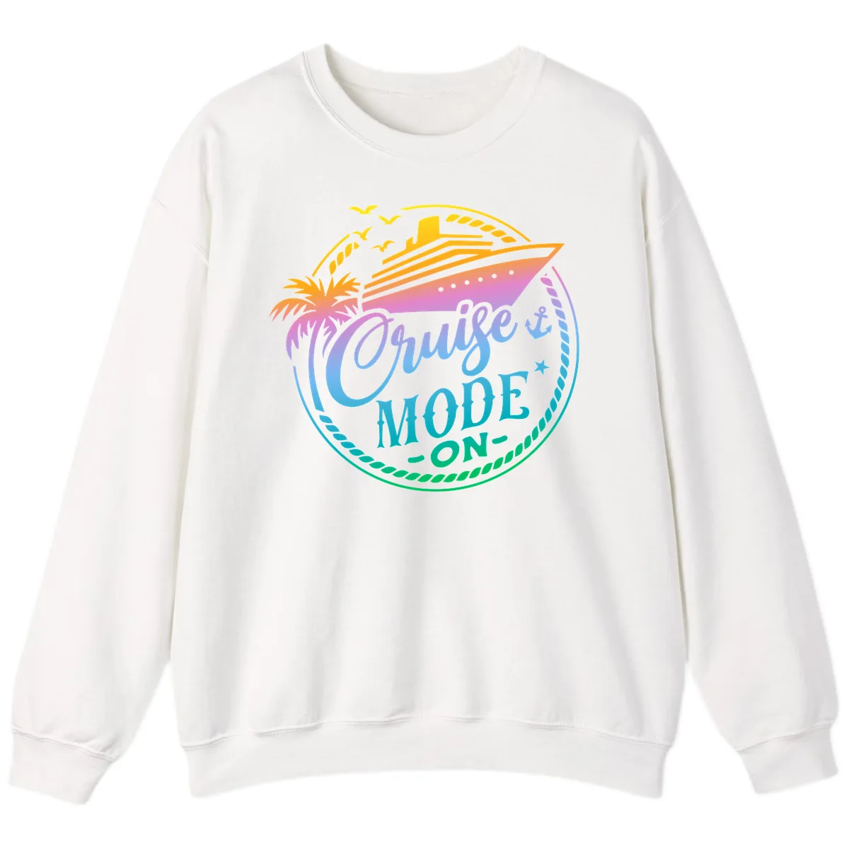 Cruise Mode On Tropical Graphic Sweatshirt in White