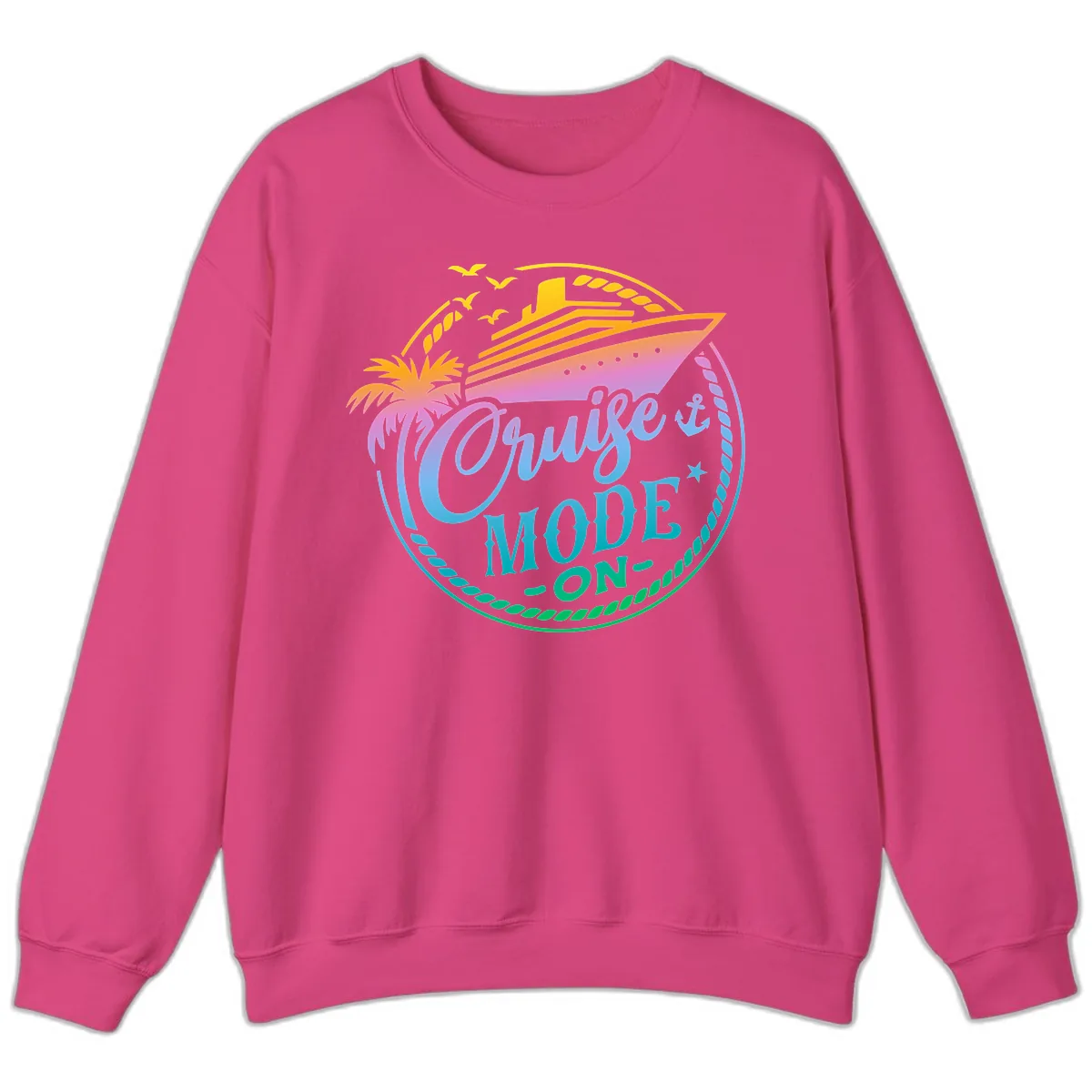 Cruise Mode On Tropical Graphic Sweatshirt in Heliconia