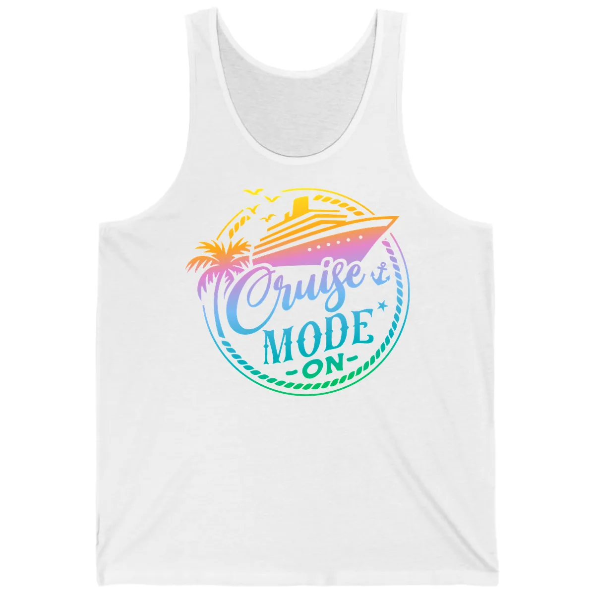 Cruise Mode On Tropical Graphic Tank in White