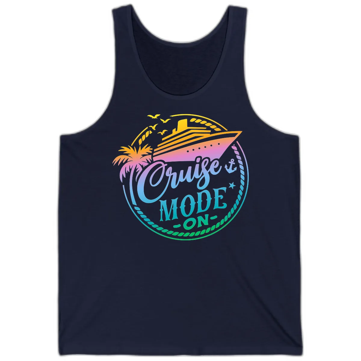 Cruise Mode On Tropical Graphic Tank in Navy