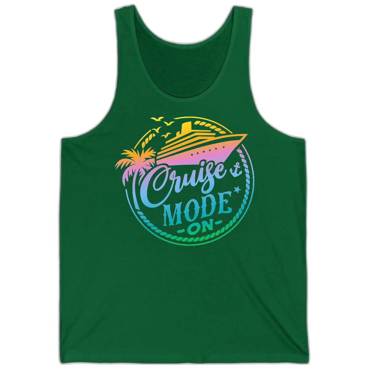 Cruise Mode On Tropical Graphic Tank in Kelly