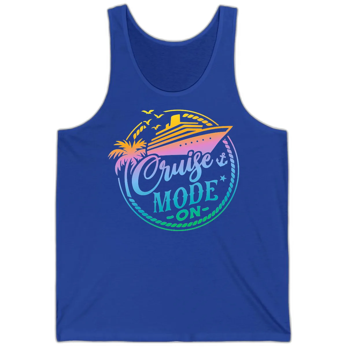 Cruise Mode On Tropical Graphic Tank in True Royal