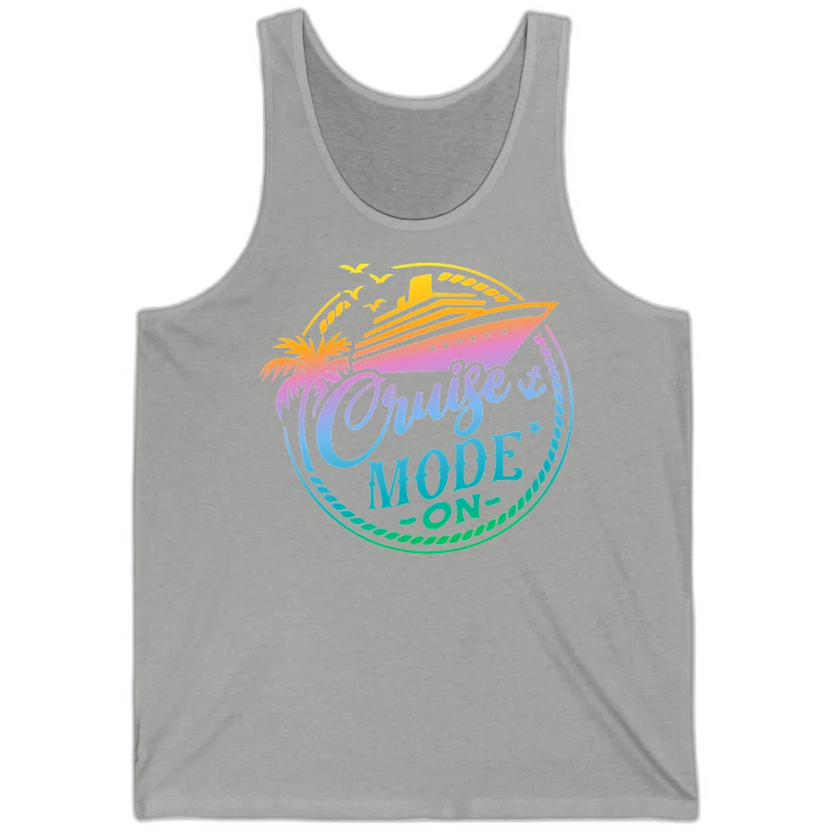 Cruise Mode On Tropical Graphic Tank in Athletic Heather