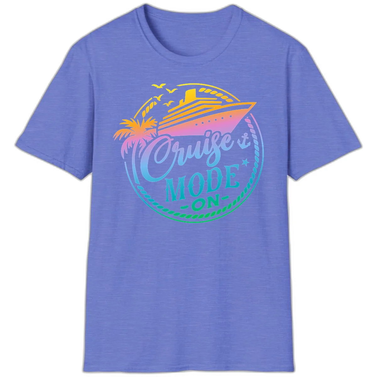 Cruise Mode On Tropical Graphic T-Shirt in Heather Royal