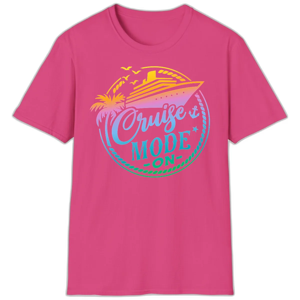 Cruise Mode On Tropical Graphic T-Shirt in Heliconia