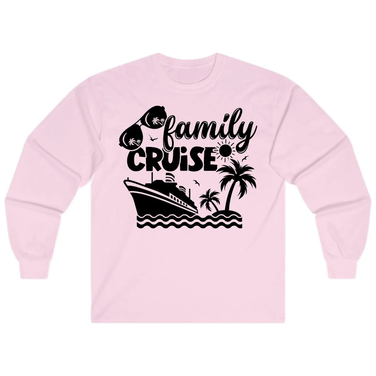 Family Cruise Vacation Fun Long Sleeve in Light Pink