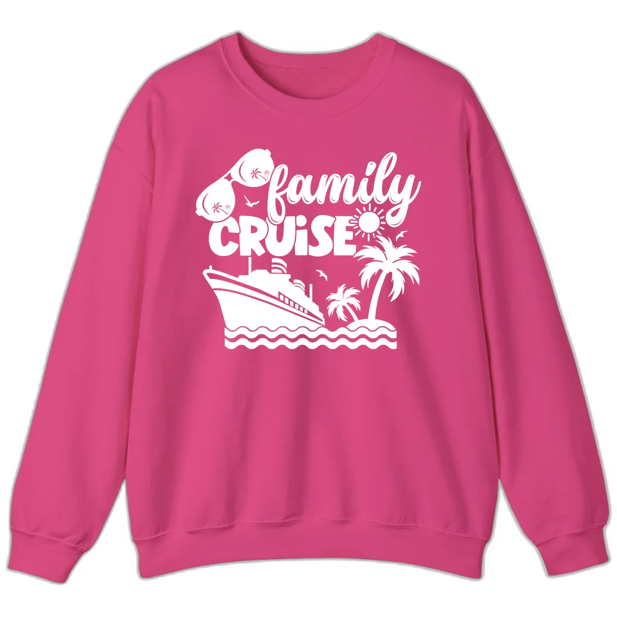 Family Cruise Vacation Fun Sweatshirt in Heliconia