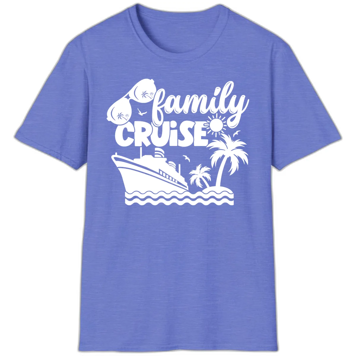 Family Cruise Vacation Fun T-Shirt in Heather Royal