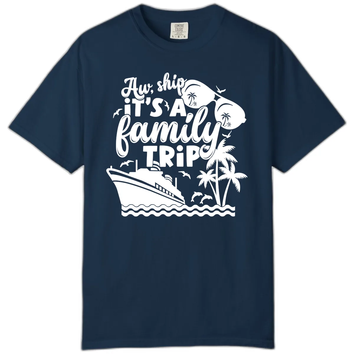 Aw, Ship It's A Family Trip Comfort Color in True Navy
