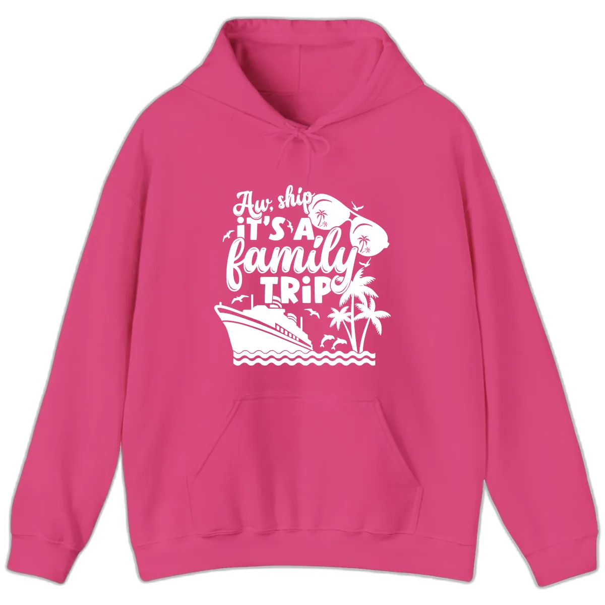 Aw, Ship It's A Family Trip Hoodie in Heliconia