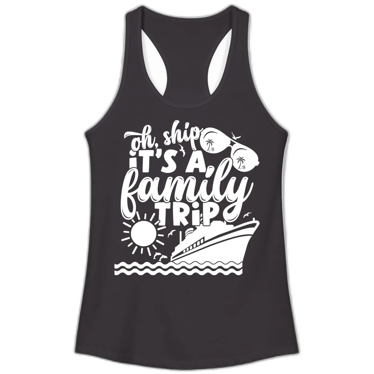 Oh Ship It's A Family Trip Ladies Tank in Black