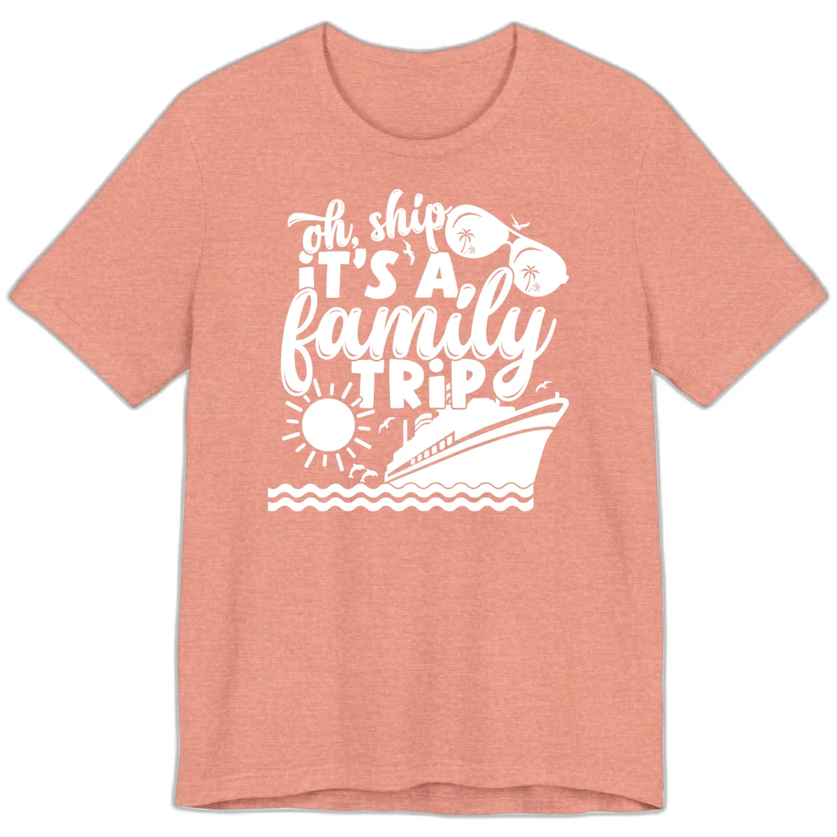 Oh Ship It's A Family Trip Premium T-Shirt in Heather Sunset