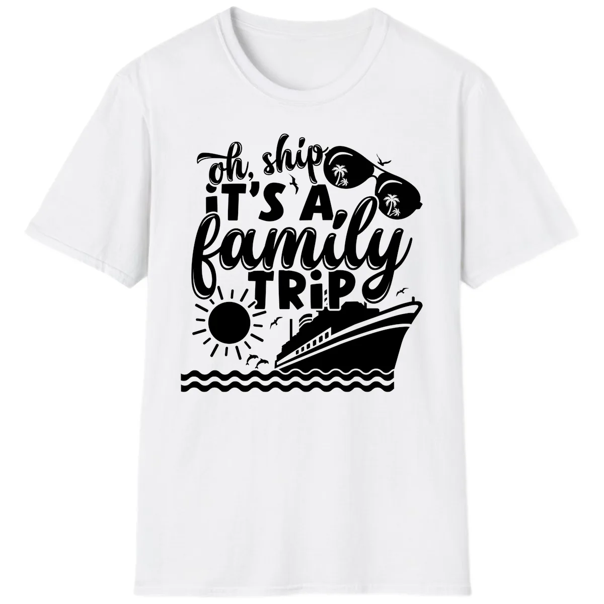 Oh Ship It's A Family Trip T-Shirt in White