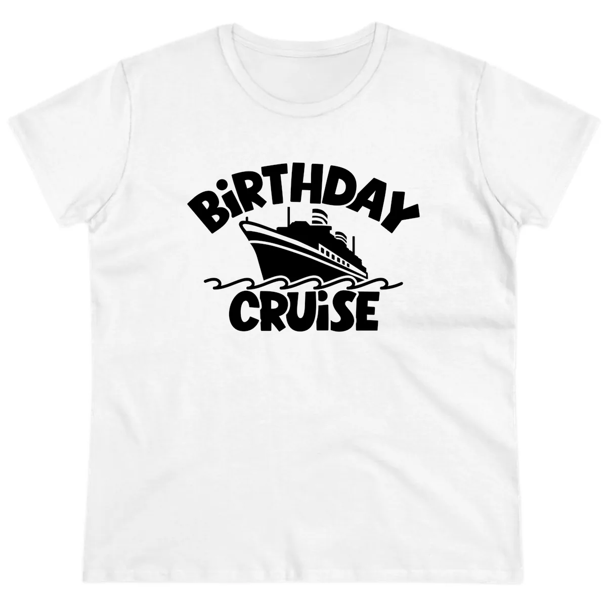 Birthday Cruise Ship Design Ladies Tee in White