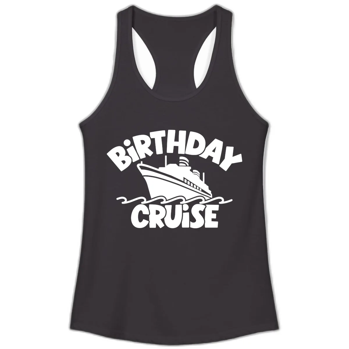 Birthday Cruise Ship Design Ladies Tank in Black