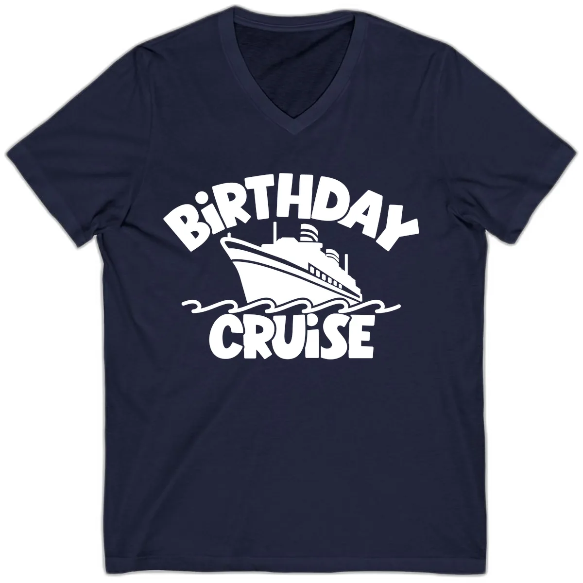 Birthday Cruise Ship Design V-Neck in Navy