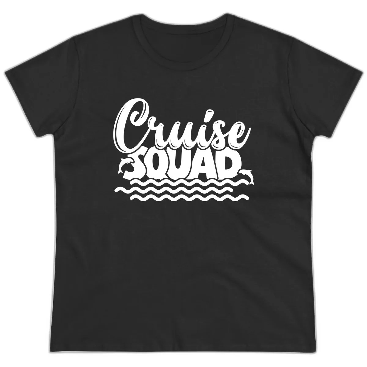 Cruise Squad Graphic Design Ladies Tee in Black
